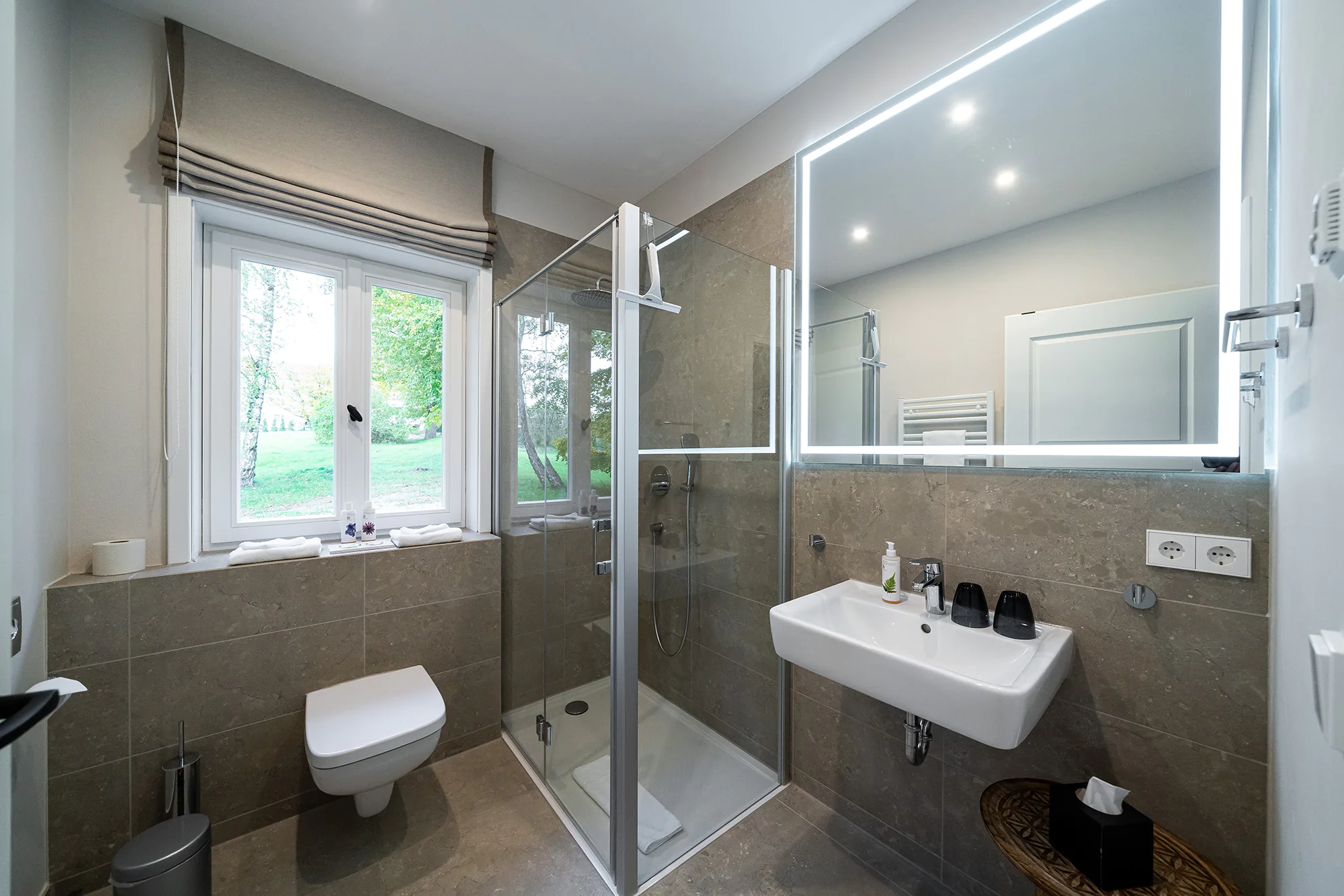 Bathroom and shower area